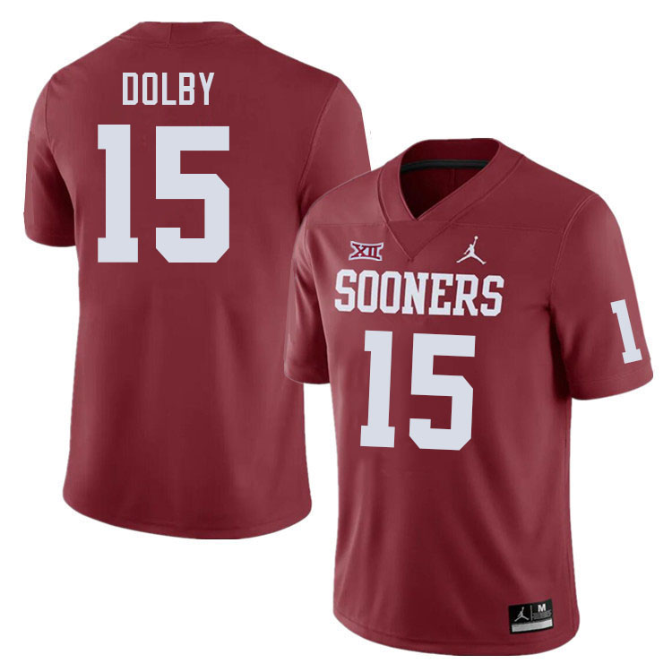 Men #15 Kendel Dolby Oklahoma Sooners College Football Jerseys Stitched-Crimson